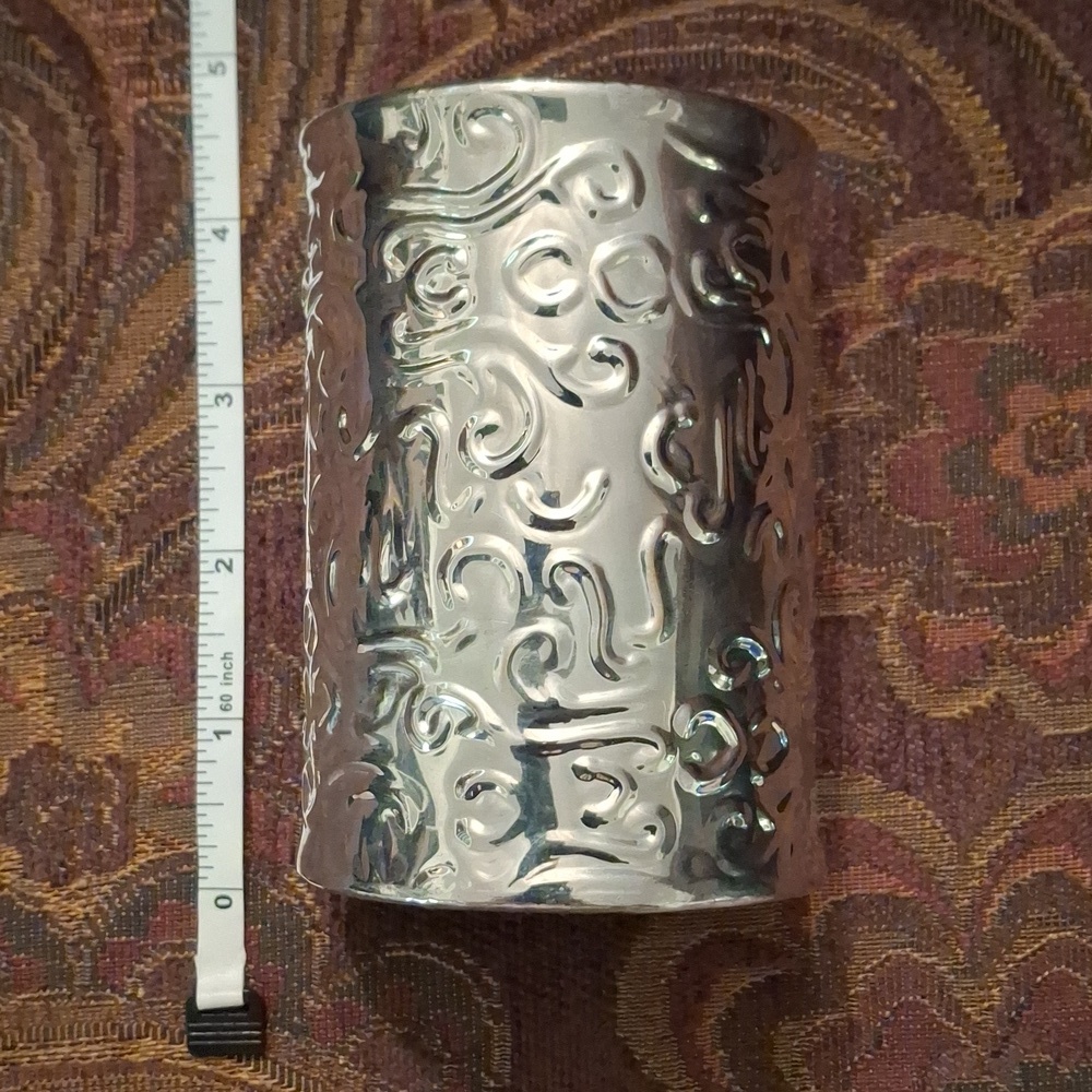 Silver Embossed Metal Cuff Bracelet
